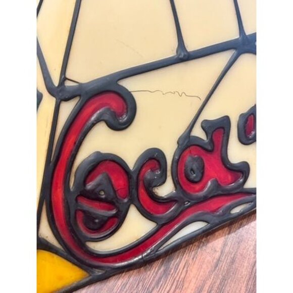 Vintage Coca-Cola Faux Stained Glass Hanging Pendant Light Shade Plastic Soda - Picture 6 of 12